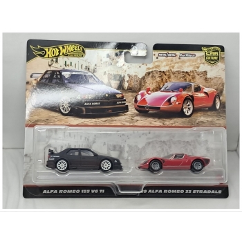 Hot Wheels 1:64 2 pack Premium - Alfa Romeo 155 V6 Ti + Alfa Romeo 33 Stradale